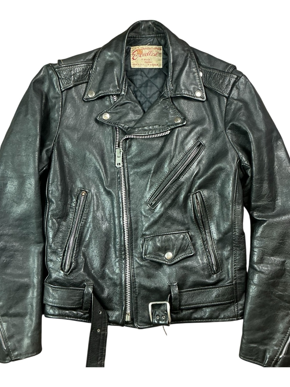 Vintage 1960s Excelled black leather motorcycle jacket women’ small USA made